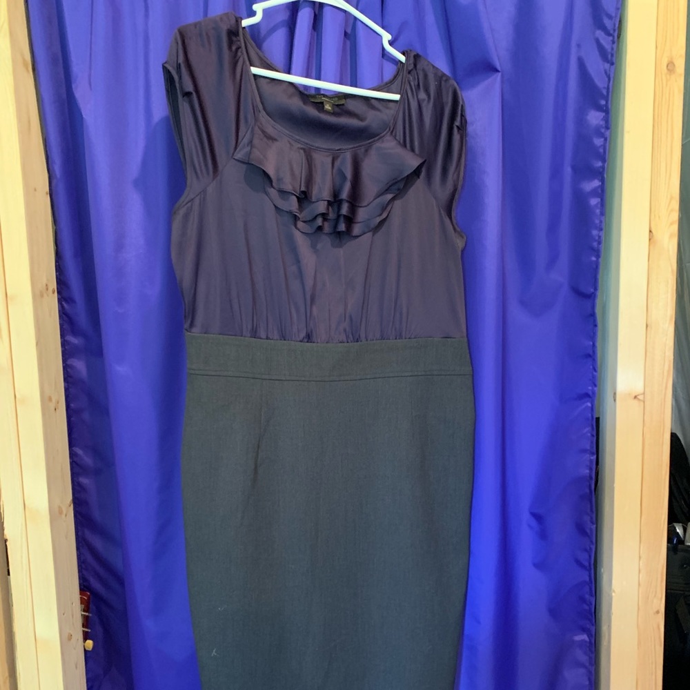 Dark purple and grey business dress